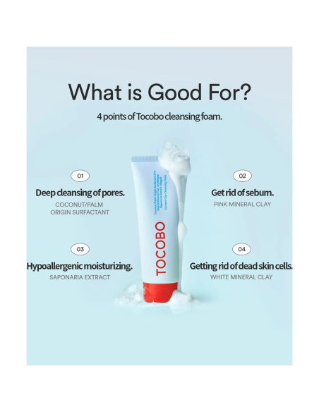 Detergente Schiumogeno Argilla e Cocco 150ml | TOCOBO | Pulizia Profonda e Delicata