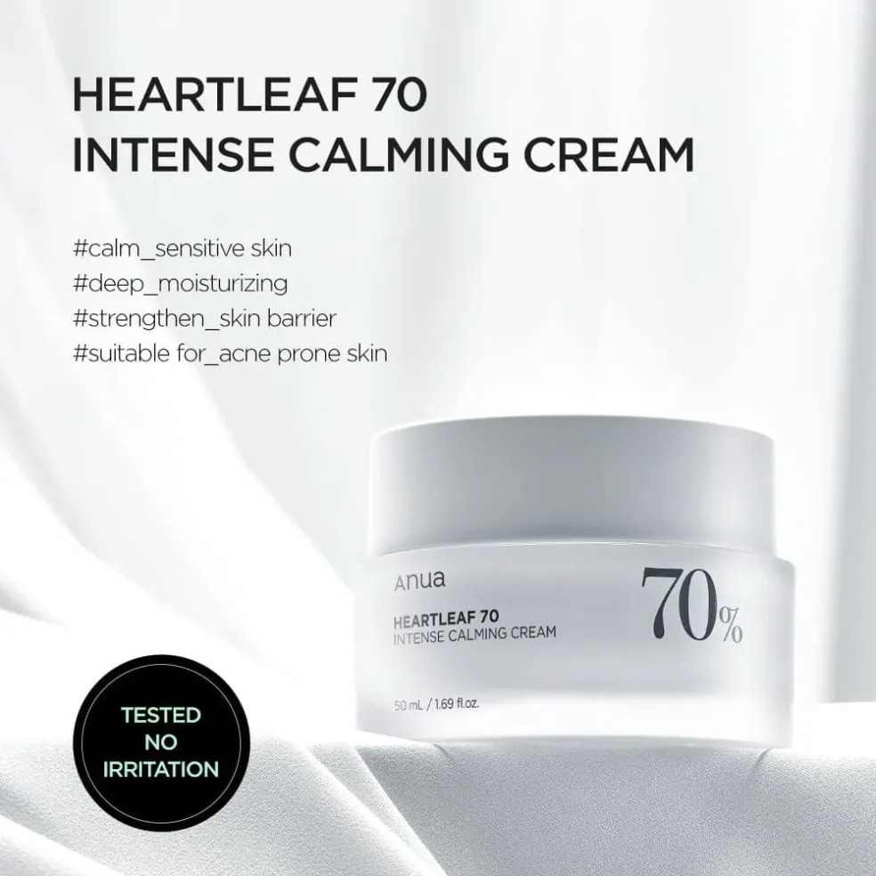 ANUA Heartleaf 70% Intense Calming Cream - 50 ml | Soothe and Revitalize Your Skin