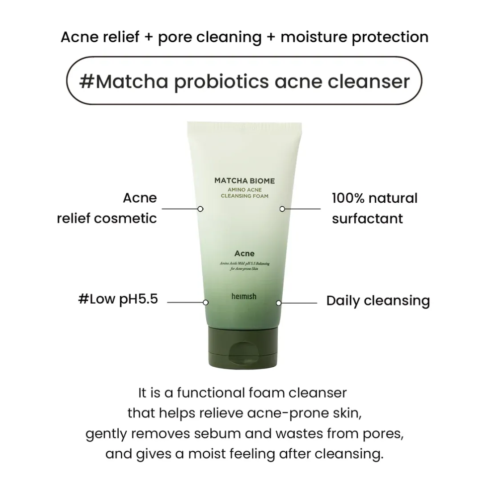 Heimish Matcha Biome Amino Acne Cleansing Foam 150g | Anti-acne