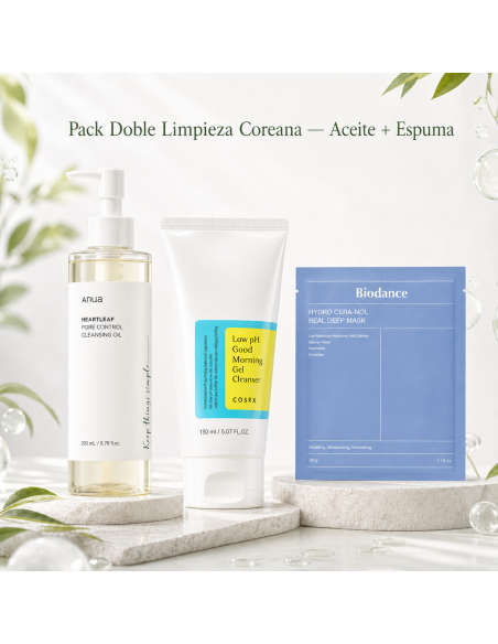 Pack Doble Limpieza Coreana ANUA + COSRX | Aceite + Gel pH Bajo | Kosmetica