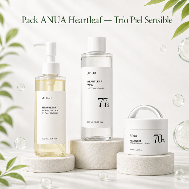 Pack ANUA Heartleaf Piel Sensible | Aceite + Tónico + Crema Calmante | Kosmetica