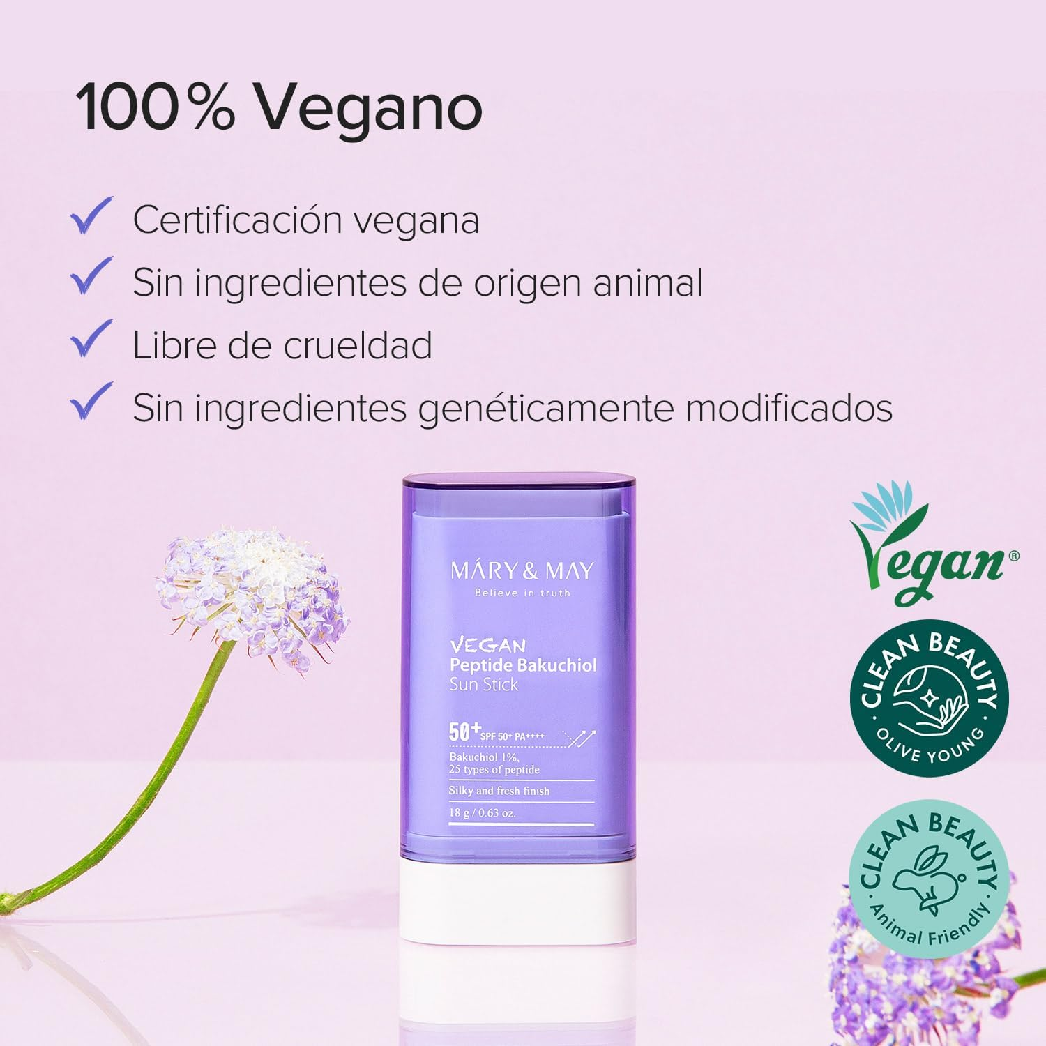 Mary&May Vegan Peptide Bakuchiol Sun Stick SPF50+ PA++++ 18g